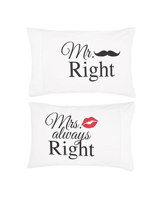 20" x 30" Mr & Mrs Right Pillowcase Set