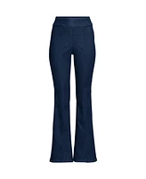 Lands' End Women's Petite Adaptive Lycra High Rise Pull On Flare Jeans