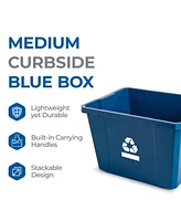 Gracious Living Medium Curbside Blue Box Plastic 17 Gallon Home Recycling Bin