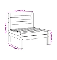Patio Sofa Armless Wax Brown Solid Wood Pine
