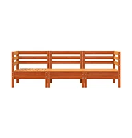 Patio Sofa 3-Seater Wax Brown Solid Wood Pine