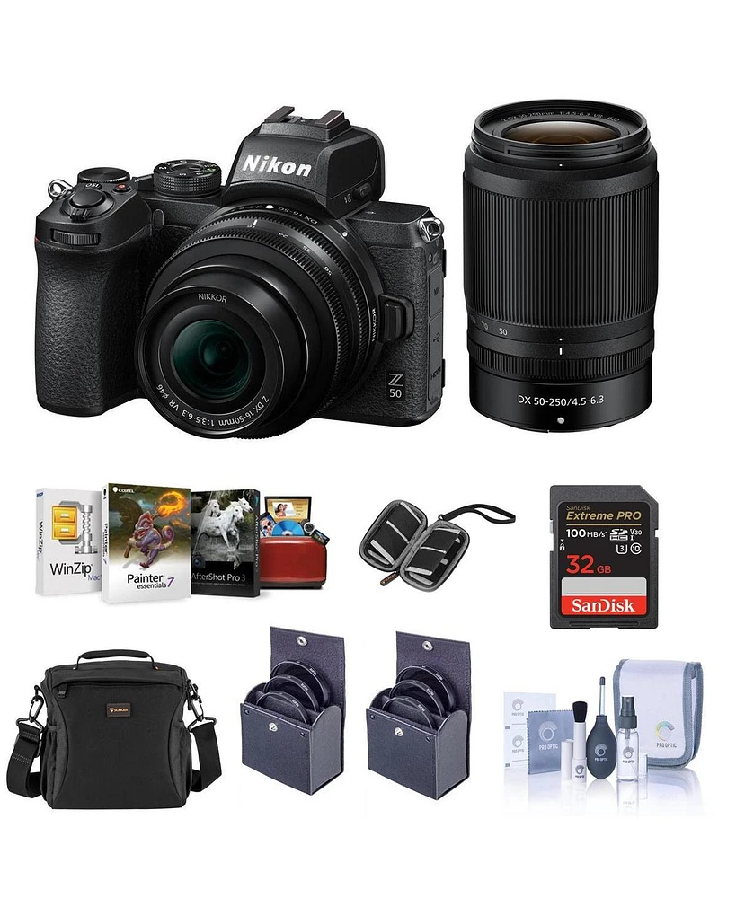 Nikon Z50 Dx-Format Mirrorless Camera with Nikkor Z Dx 16-50mm f/3.5-6.3 Vr & Z Dx 50-250mm f/4.5-6.3 Vr Lenses