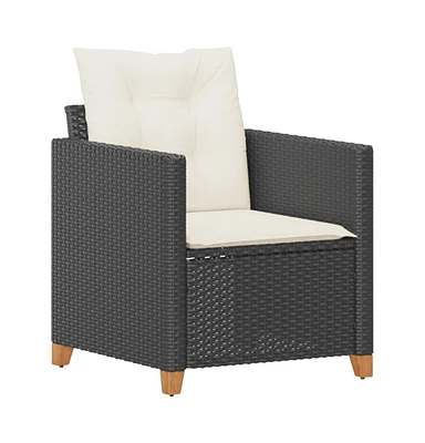 Patio Chair with Cushions Black Poly Rattan