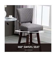 Set of 2 Swivel Counter Height Bar Stools with Rubber Wood Legs for Kitchen Island, Dining Room, Home Bar-The Pop Home