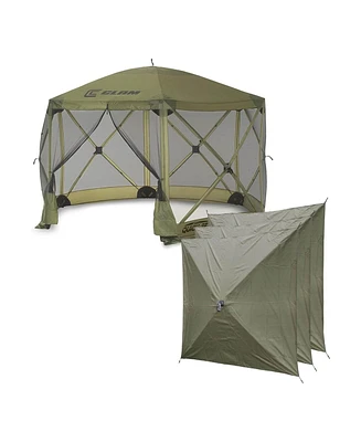Clam Quick-Set Escape Portable Outdoor Gazebo Canopy Shelter and 3 Wind Panels