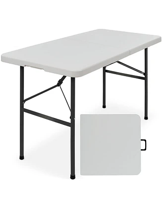 Best Choice Products 4ft Plastic Folding Table, Indoor Outdoor Heavy Duty Portable w/ Handle, Lock for Picnic