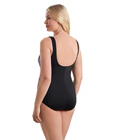 ShapeSolver Sport by Mimi Flamingo Squareneck Illusion Tank One Piece Swimsuit