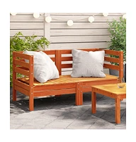 Patio Sofas Corner 2 pcs Wax Brown Solid Wood Pine