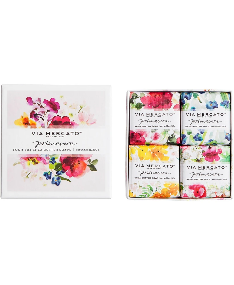 Via Mercato Primavera 50g Soap Bar Gift Set, 4 Piece, Spring Flowers