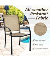 Set of 10 Patio Dining Chairs Stackable Armrest Backrest no Assembly