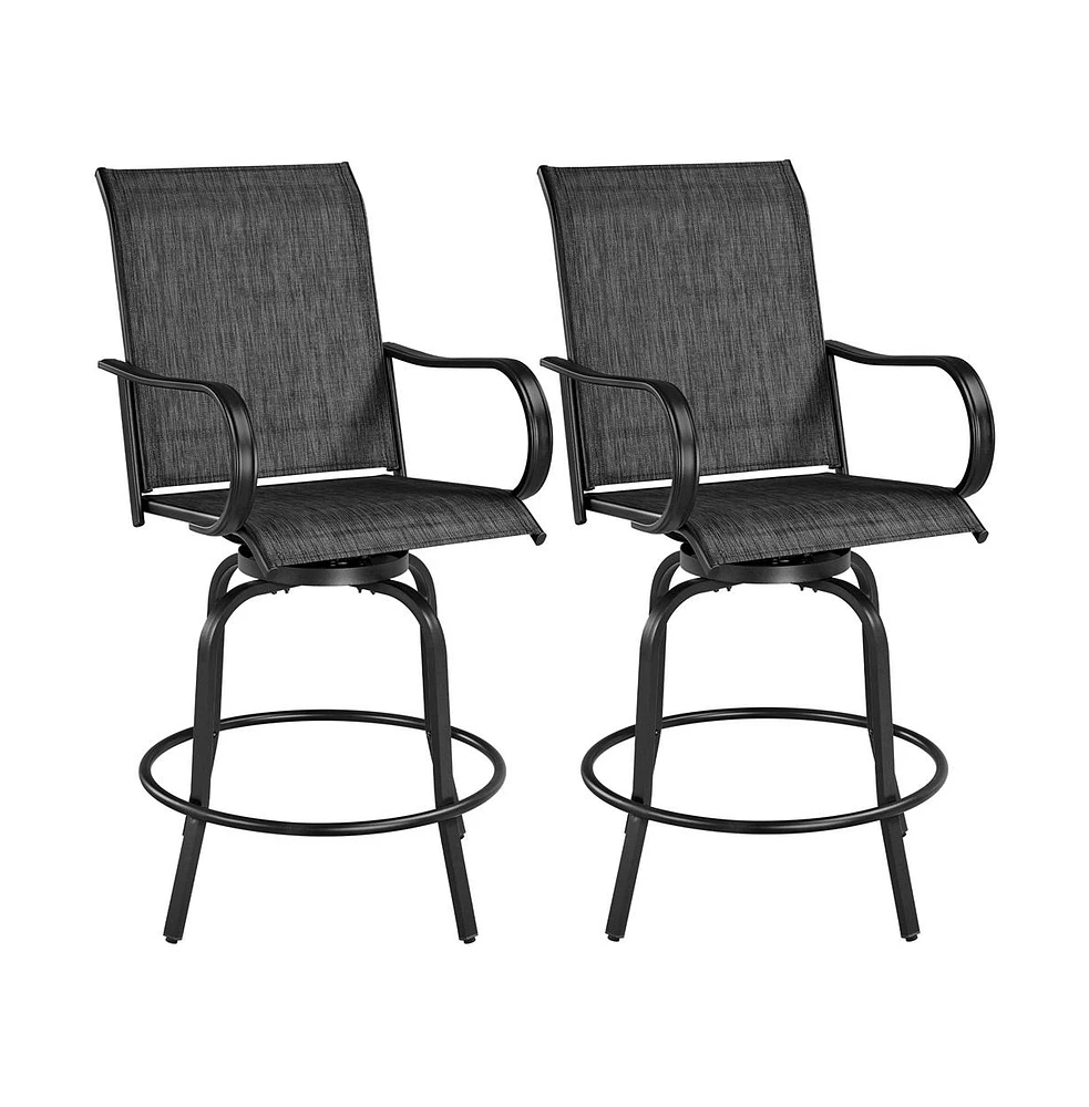 Yaheetech 2pcs Quick-dry Patio Swivel Texteline Bistro Chairs, Brown