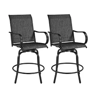 Yaheetech 2pcs Quick-dry Patio Swivel Texteline Bistro Chairs, Brown