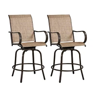 Yaheetech 2pcs Quick-dry Patio Swivel Texteline Bistro Chairs, Brown