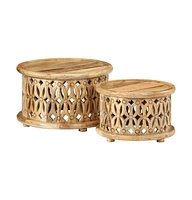 2 Piece Coffee Table Set Solid Wood Mango