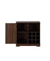 Farmhouse Wine Bar Cabinet with Wine Rack and Bar Door