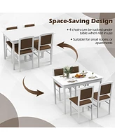 5-Piece Dining Set for 4 with Rubber Wood Legs for Small Dining Room