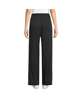 Lands' End Petite Knit High Rise Relaxed Straight Leg Side Stripe Pants