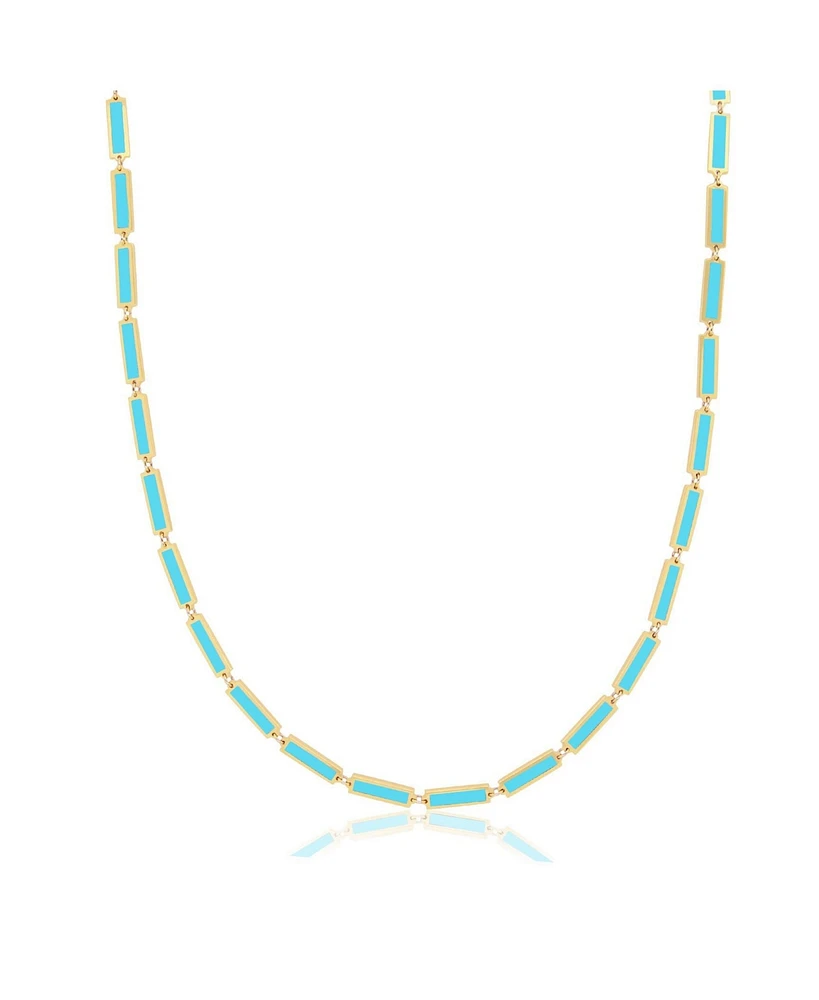 The Lovery Turquoise Bar Necklace 14K Gold inches