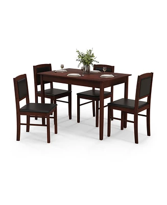 5-Piece Dining Set for 4 with Sturdy Rubber Wood Legs for Compact Spaces