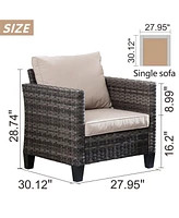 2-Piece Patio Chairs,Outdoor Wicker Chairs of 2,All Weather Rattan High Back with Comfortable Cushions for Yard Porch,Patio and Backyard,Orange