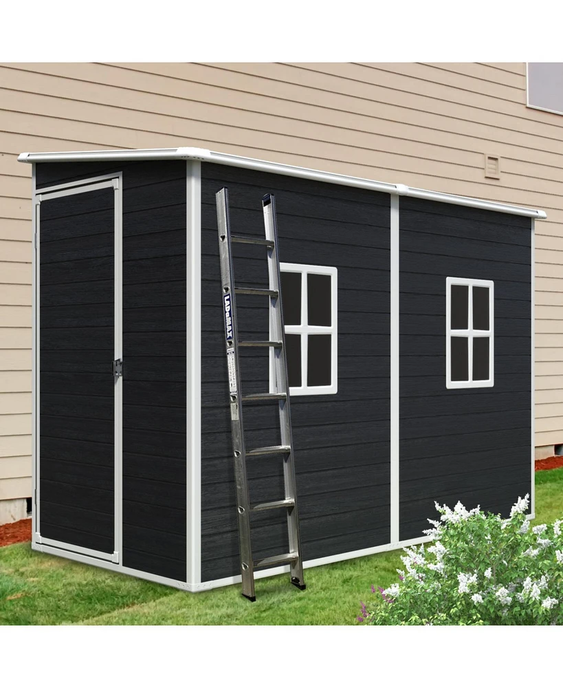 4x8ft Outdoor Storage Shed with Floor, Windows, Doors