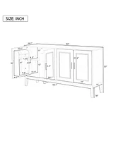 4-Door Sideboard Cabinet with Adjustable Shelf, Black