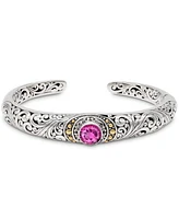 Devata Topaz & Bali Filigree Cuff Bracelet in Sterling Silver and 18K Gold Accents