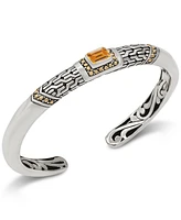 Devata Citrine & Bali Cuff Bracelet in Sterling Silver and 18K Gold Accents