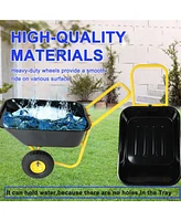 Two-wheeled barrow, garden cart, 10-inch pneumatic wheels(Yellow + Black)