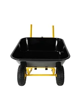 Two-wheeled barrow, garden cart, 10-inch pneumatic wheels(Yellow + Black)