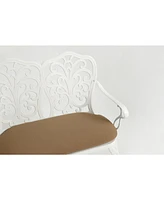 White Metal Floral Park Bench for Outdoor Spaces