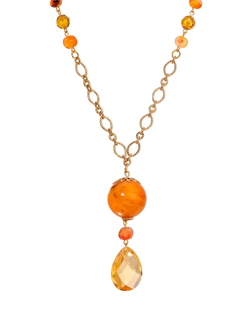 2028 Topaz Glass Bead Y Necklace