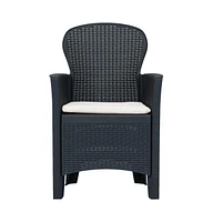 Patio Chairs 2 pcs with Cushion Anthracite Plastic Rattan Look