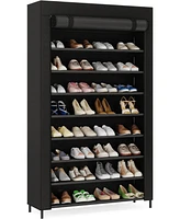 Tribesigns 10 Tier Shoes Rack with Cover,50 Pair Large Shoe Stand, Non-Woven Shoe Storage Cabinet