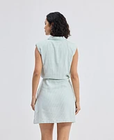 Reistor Women's Drawstring Shirt Dress Stripes