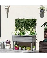 Outsunny Raised Garden Bed with Trellis for Climbing Plants