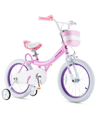 RoyalBaby Princess Girl Kids Bicycle 14" with Training Wheels, Bunny/Pink