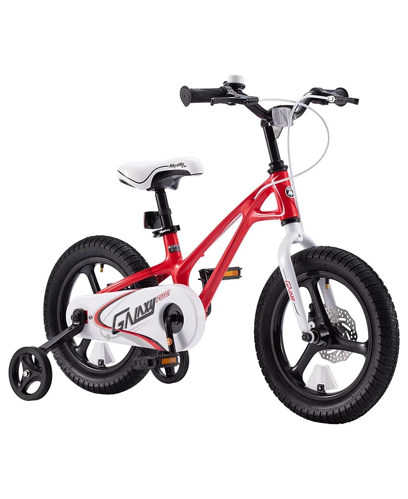 RoyalBaby RoyalMg Galaxy Fleet 14" Children Kids Bicycle w/2 Disc Brakes and Training Wheels, for Boys and Girls Ages 3 to 5, Red