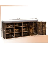 9-cube Adjustable Storage Shoe Bench with Padded Cushion