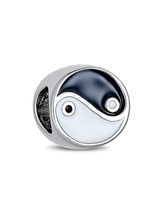 Bling Jewelry Yin Yang Charm Bead Sterling Silver for European Bracelet - Black & White Balance