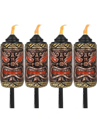 Tiki Face 3-in-1 Patio Torch - 24- to 66-Inch Adjustable Height - Set of 4