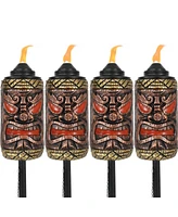 Tiki Face 3-in-1 Patio Torch - 24- to 66-Inch Adjustable Height - Set of 4