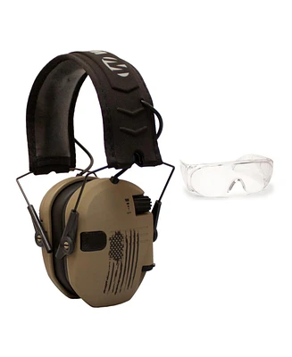 Walker s Razor Shooting Muffs (Distressed Flag) with Otg Shooting Glasses Kit