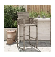 Patio Bar Stools 2 pcs Gray Poly Rattan