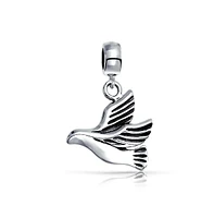 Bling Jewelry World Peace Dove Dangle Charm Bead Sterling Silver for European Bracelet