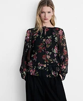 Mango Women's Floral Ruffled Blouse Top