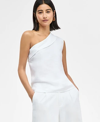 I.n.c. International Concepts Women's Linen-Blend One-Shoulder Top, Exclusively at Macy's