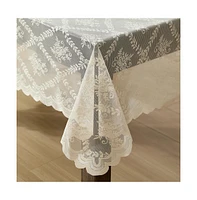 Hlc.me Isabella Floral Lace Fabric Tablecloth, Lace Fabric Table Cloth for Round Tables, Wrinkle Resistant Tablecloth