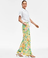 I.n.c. International Concepts Women's Printed Linen-Blend Wide-Leg Pants, Exclusively at Macy's