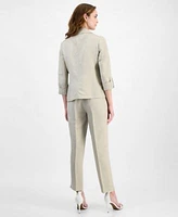 Kasper Womens Open Front 3 4 Sleeve Jacket Cowlneck Top Wide Leg Pants Regular Petite